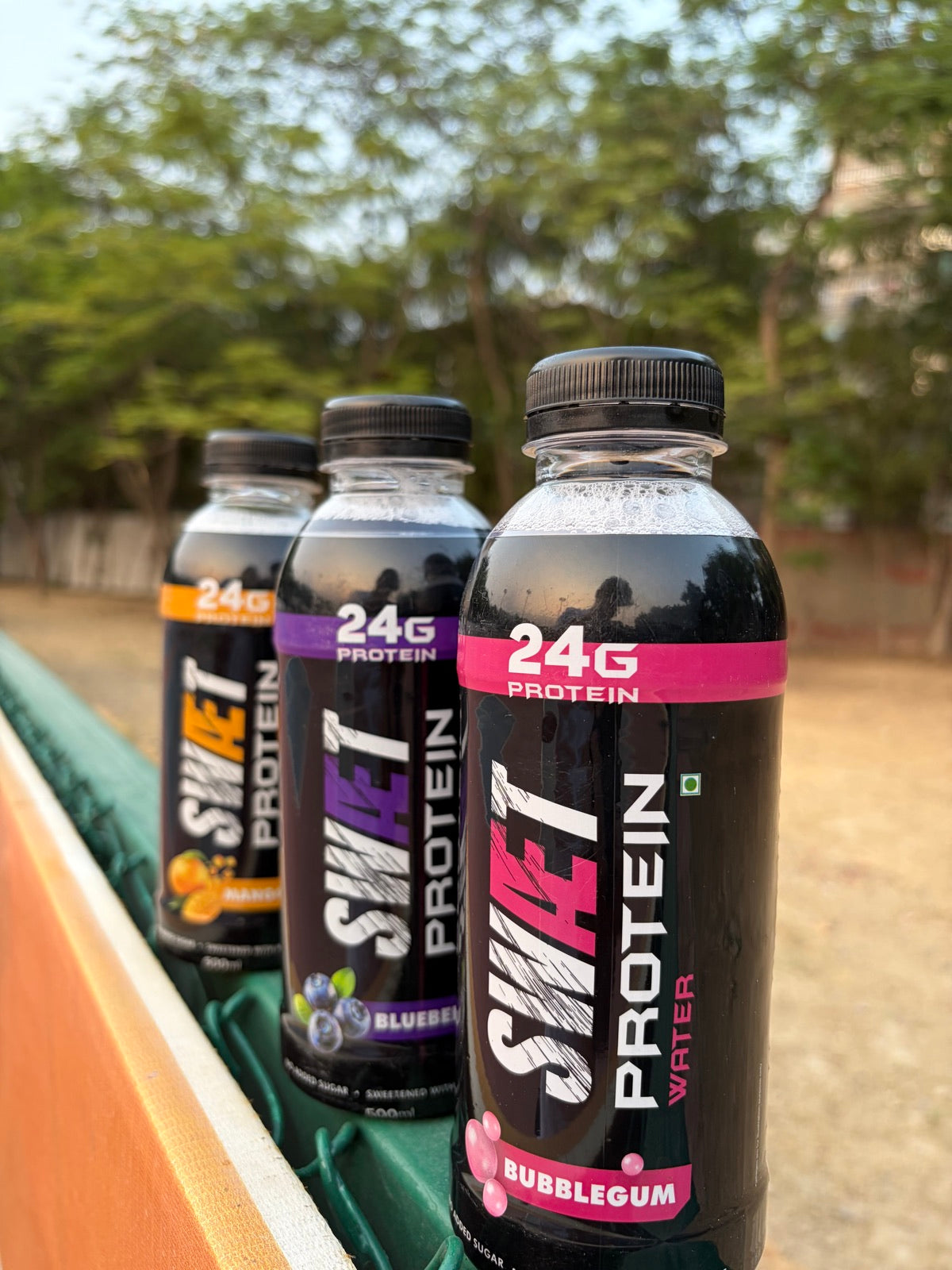 SWÆT Mango, Blueberry and Bubblegum bottles lined up