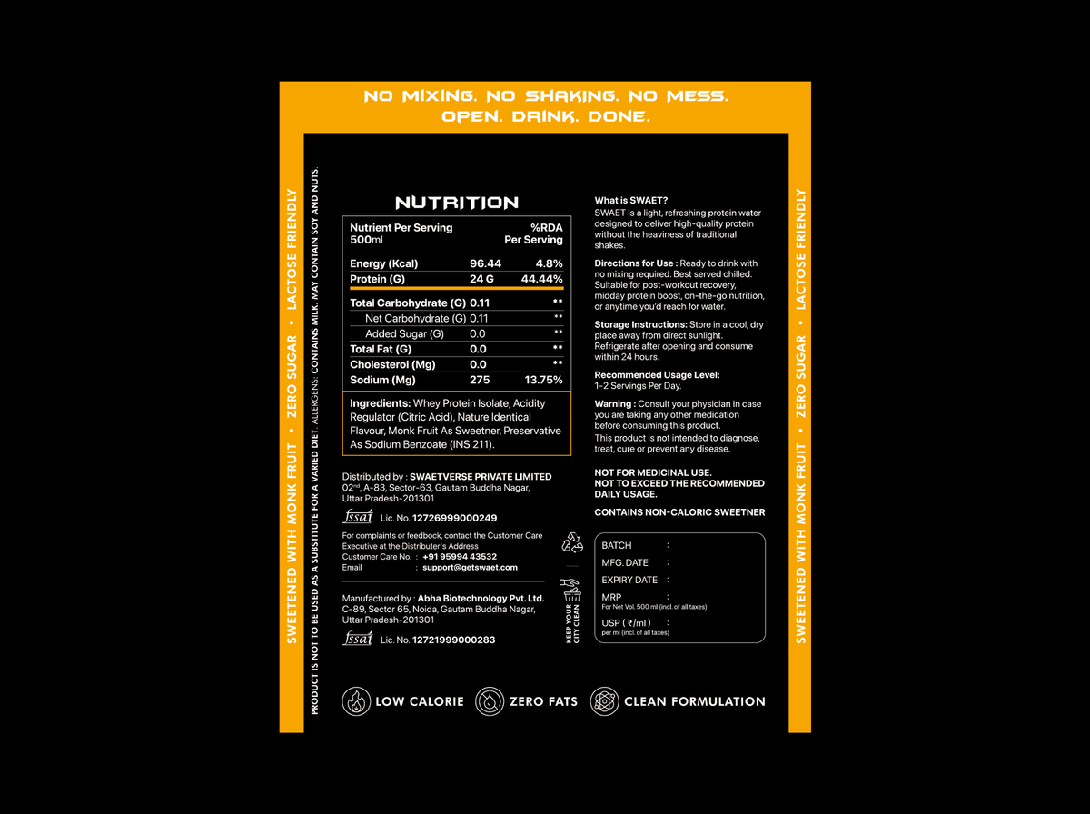 SWÆT Mango Protein Water