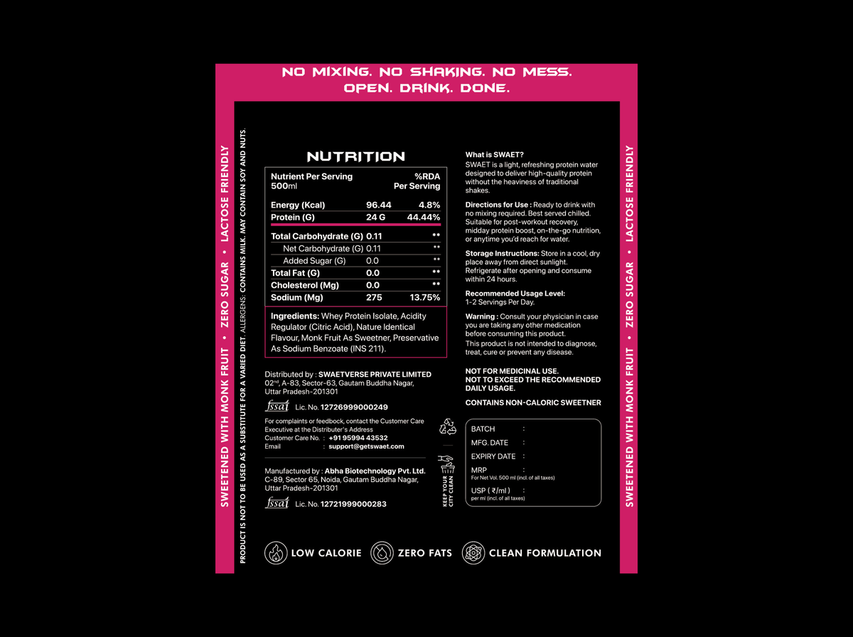 SWÆT Bubblegum Protein Water